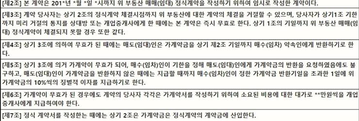 부동산 전세 월세 가계약 파기 취소 분쟁사례 가계약서 양식 첨부 2 부동산 전세 월세 가계약 파기 취소