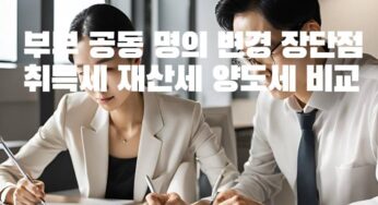 부부공동명의 변경 장단점 취득세 재산세 양도세 대출 비교